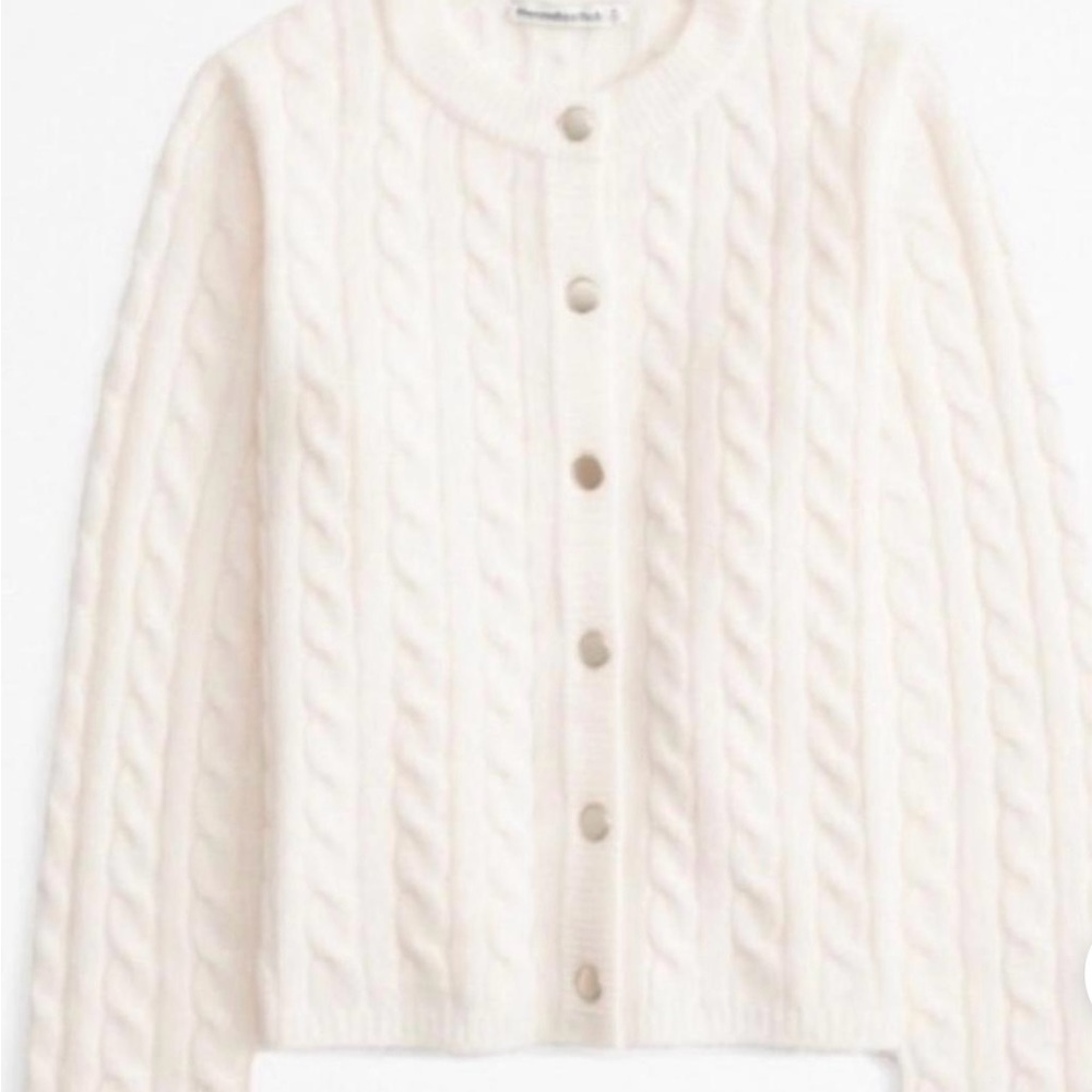 Abercrombie & Fitch Cream Cable Knit Cardigan